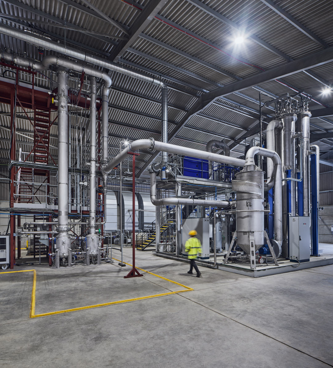 Wide interior view of the BIOCCUS demonstrator plant